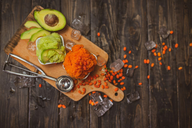 Rakytník + avokádo oholená zmrzlina