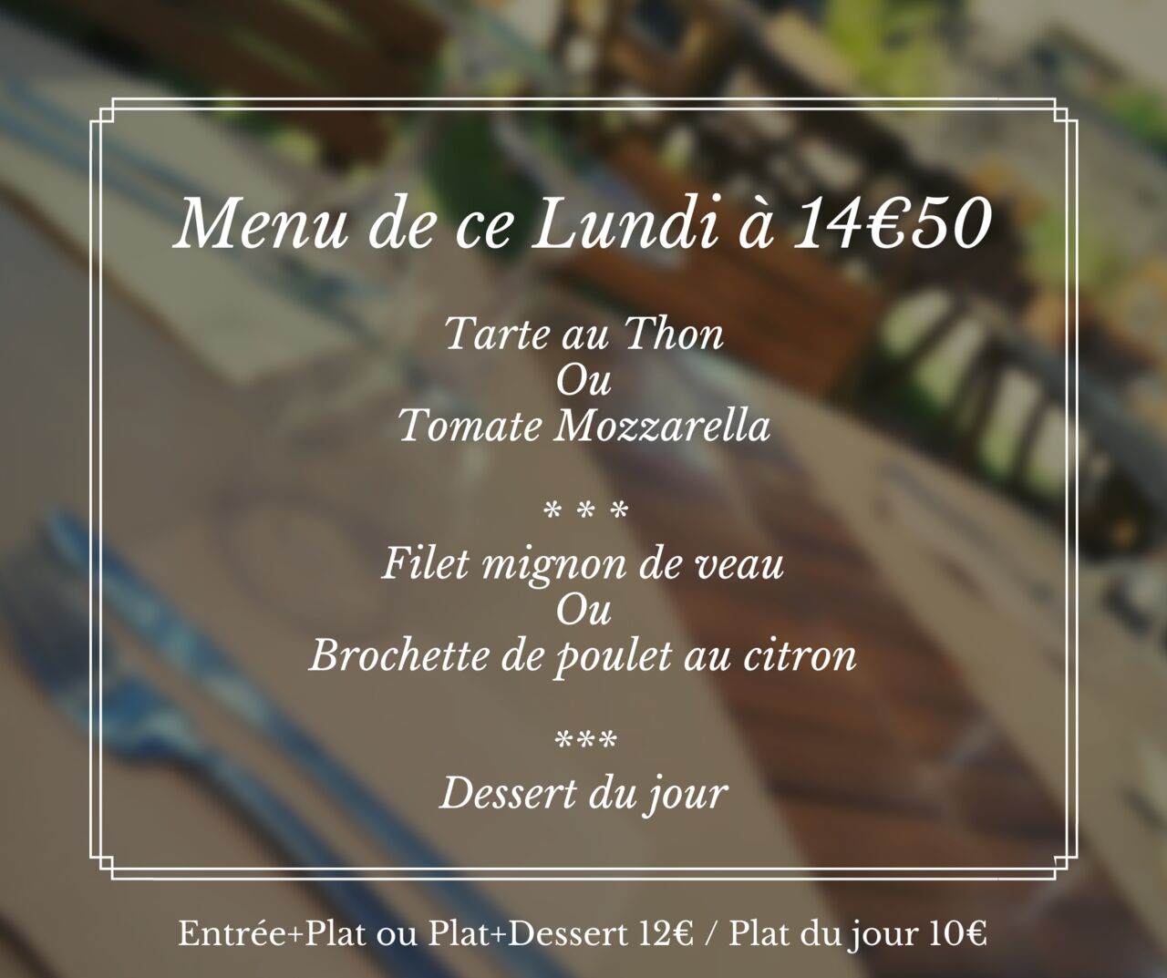 Quelques idées des menus concoctés chaque jour de la semaine par notre chef ?