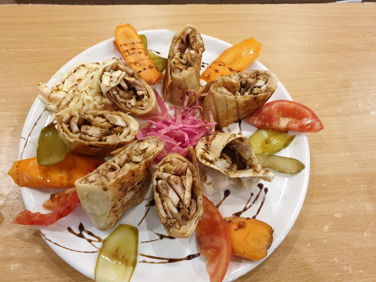 Schawarma Rolle geschnitten 