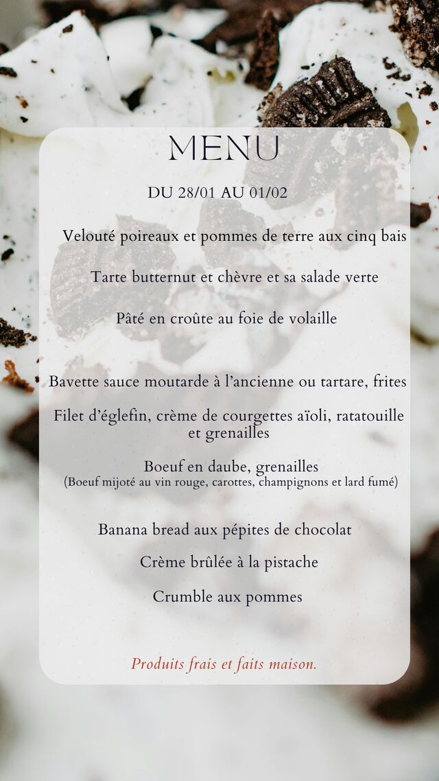 Menu du 28/01/25 au 01/02/25