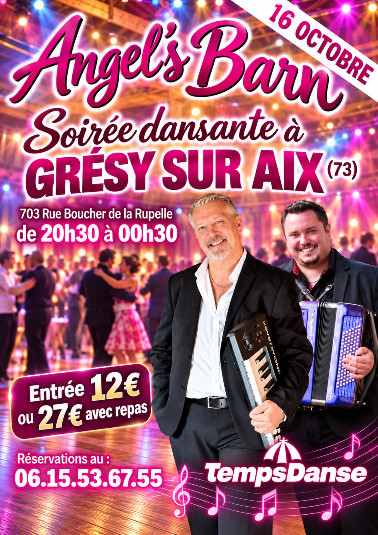 VENDREDI 16 OCTOBRE : SOIREE DANSANTE animée par TEMPS DANSE
