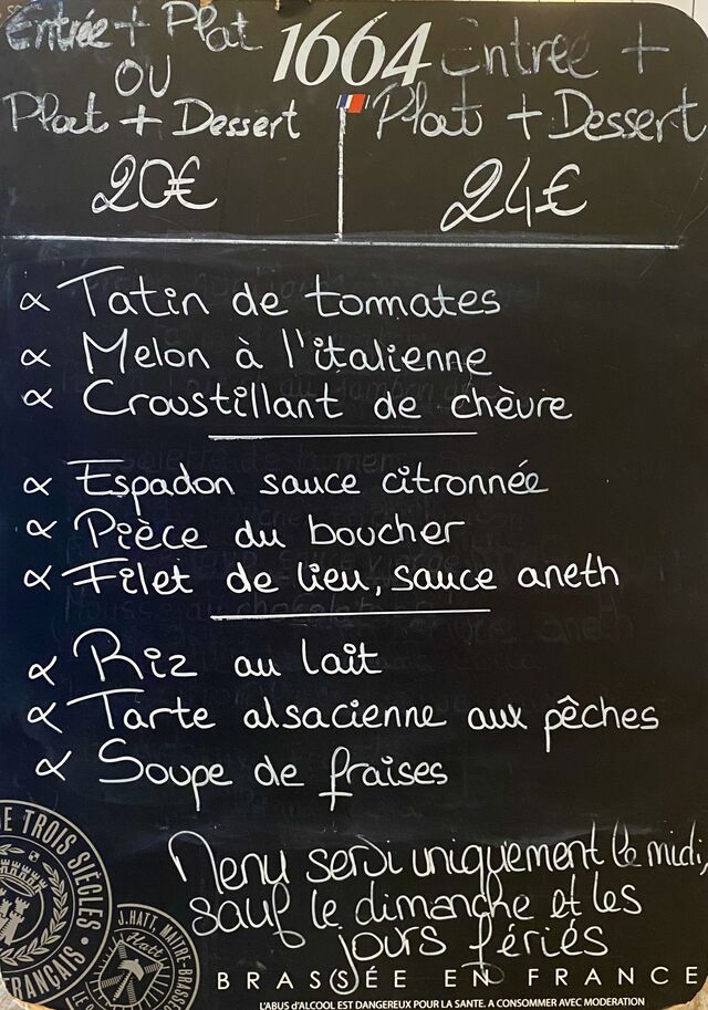 Menu du midi du 28/07 au 02/08