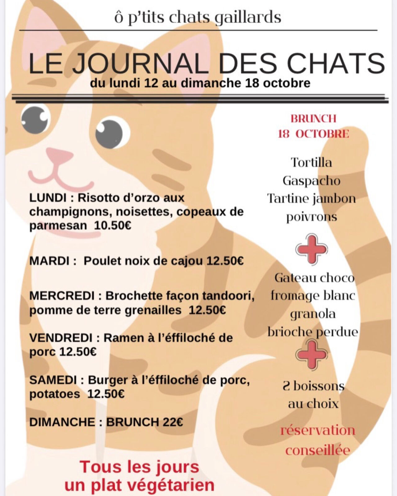 Menu du 12 au 18 octobre