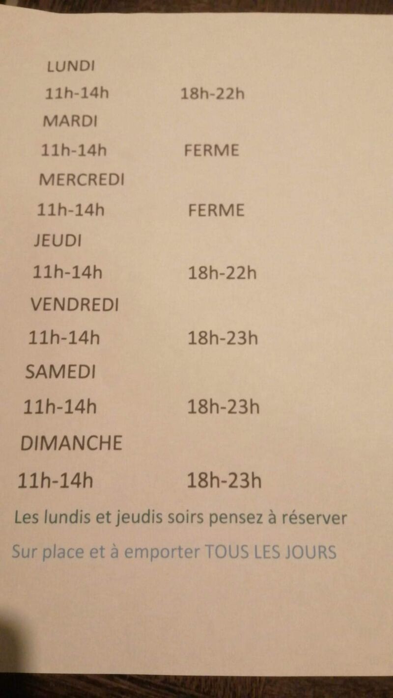 Nos horaires d'ouverture 