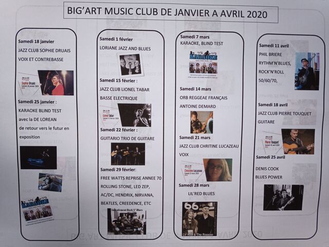 Programmation des soirées du Big'Art