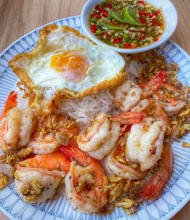 Crevettes frites à l'ail