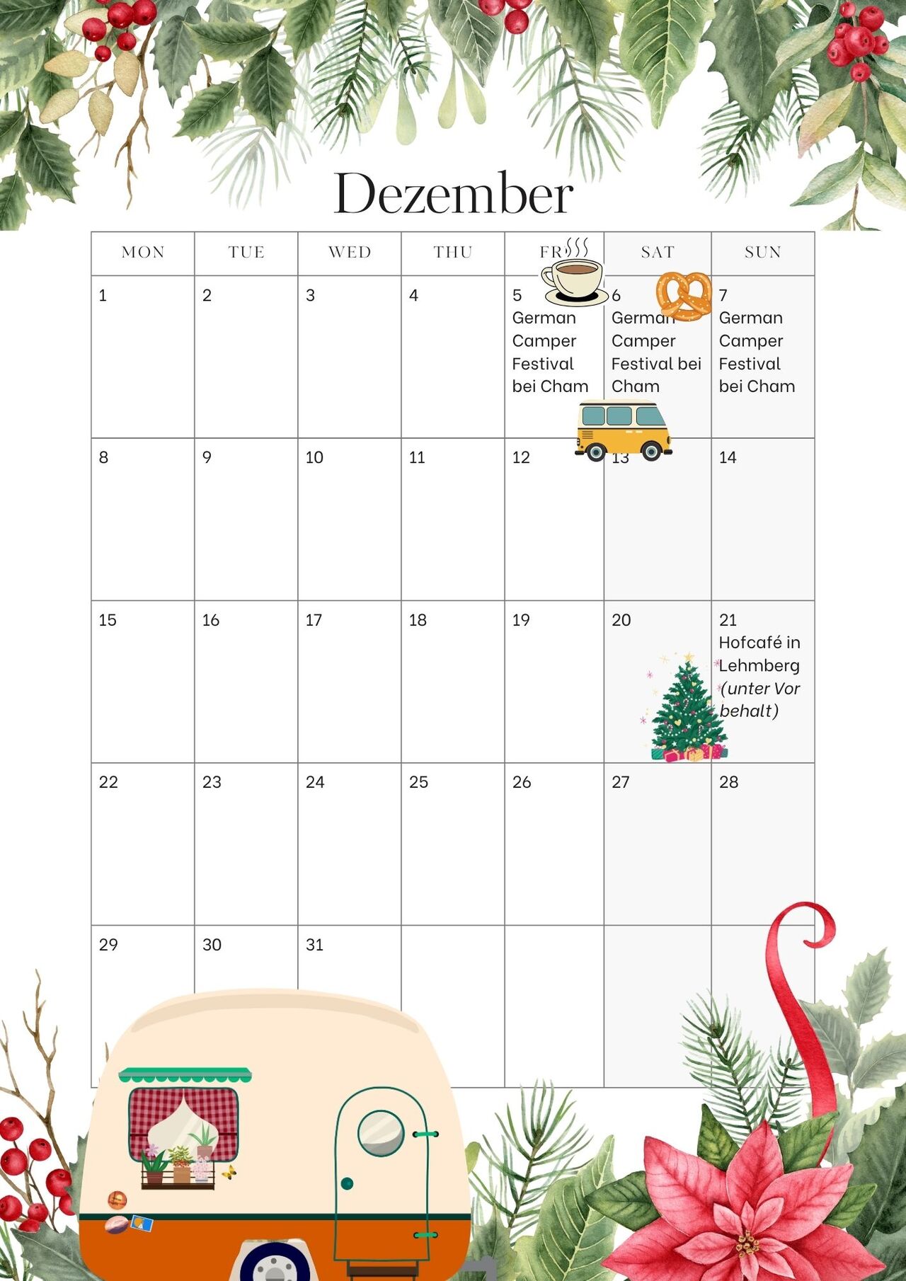 Terminkalender Dezember 2025