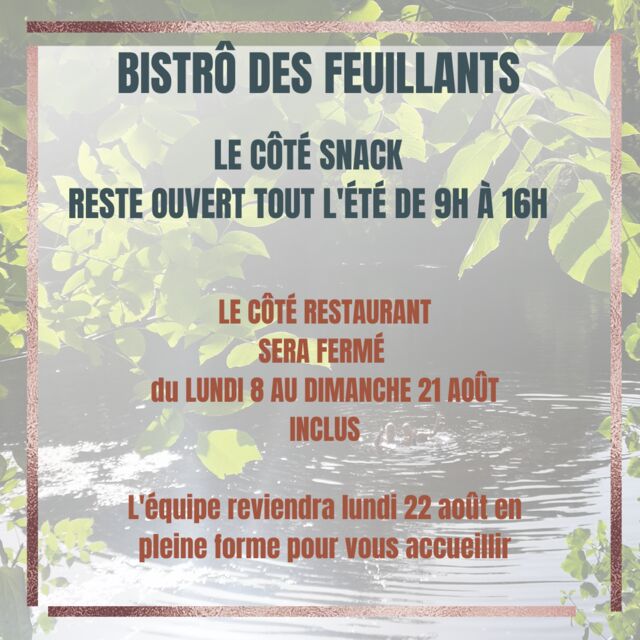 Horaires d'été et congés 