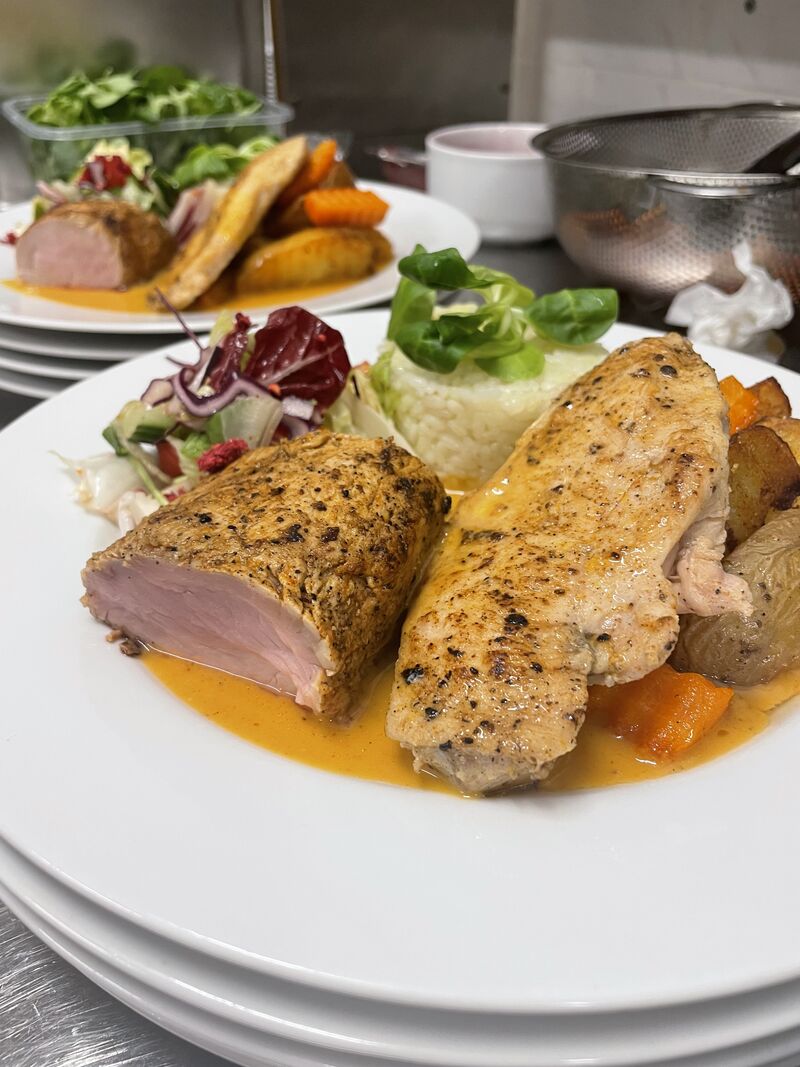 Kurací steak, bravčová panenka 