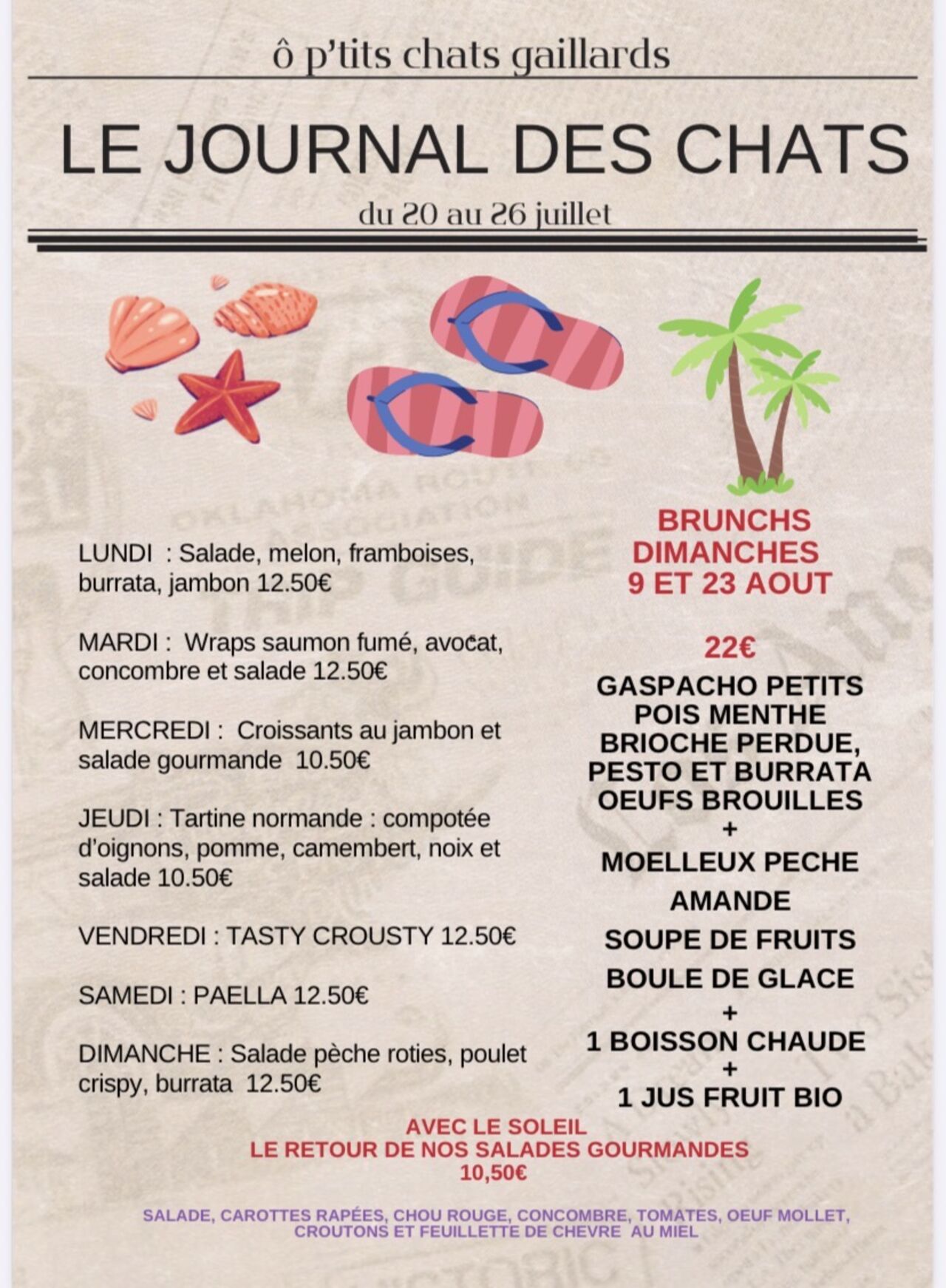 Menu du 20 au 26 juillet