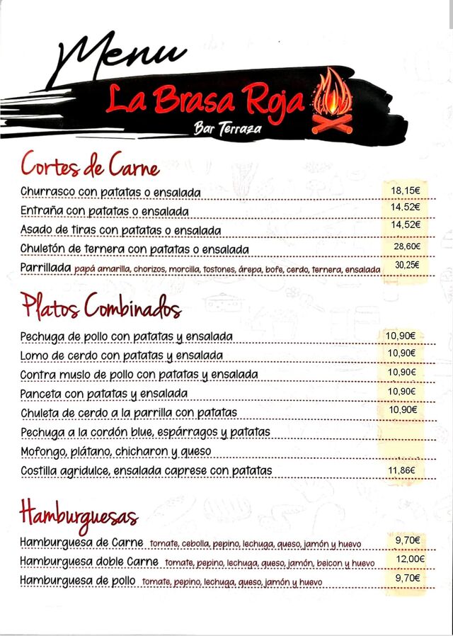 Menú La Brasa Roja