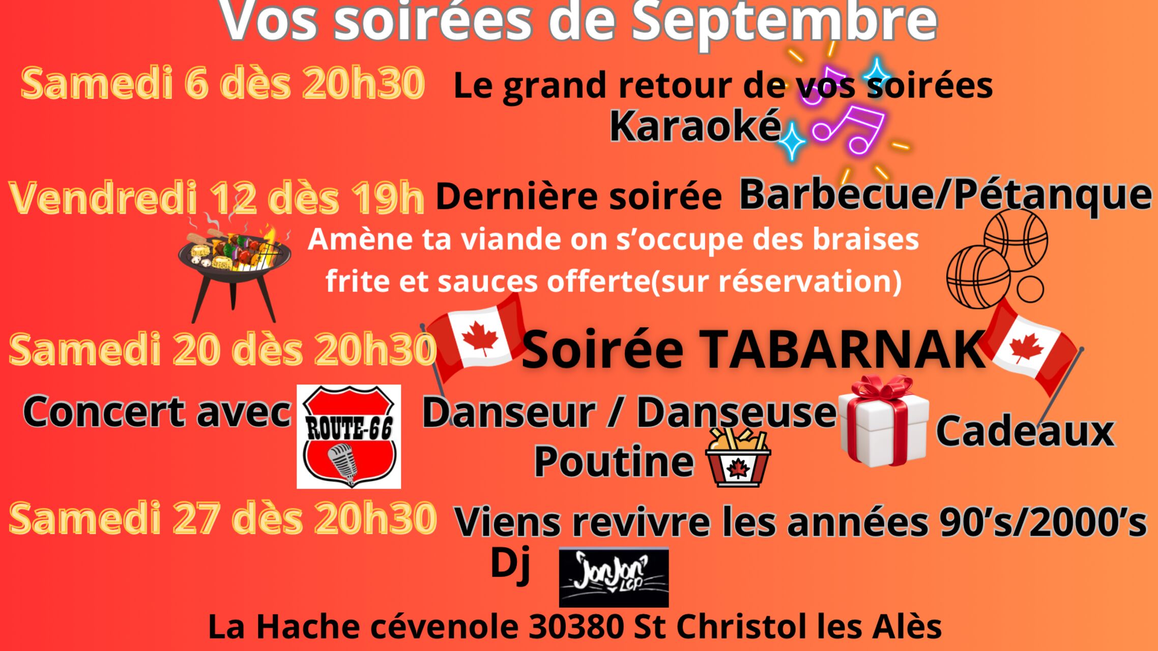 Programme soirées septembre