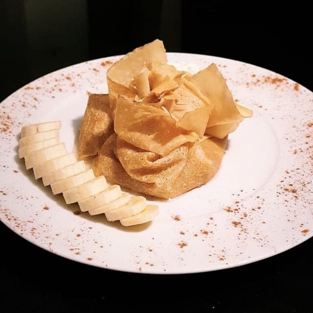 Bananes caramélisées en Aumoniere et son épice douce .