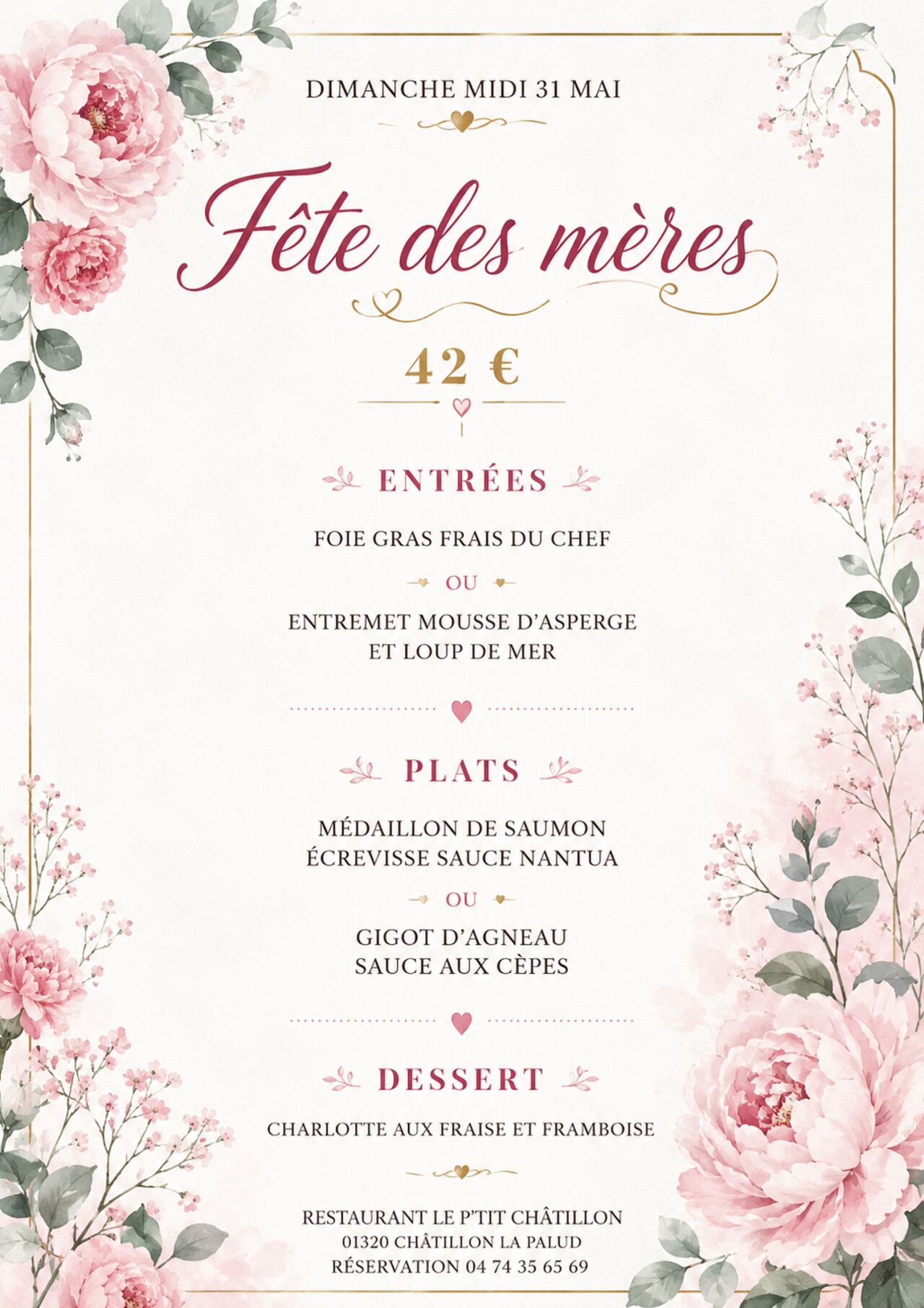 Menu fête des mères