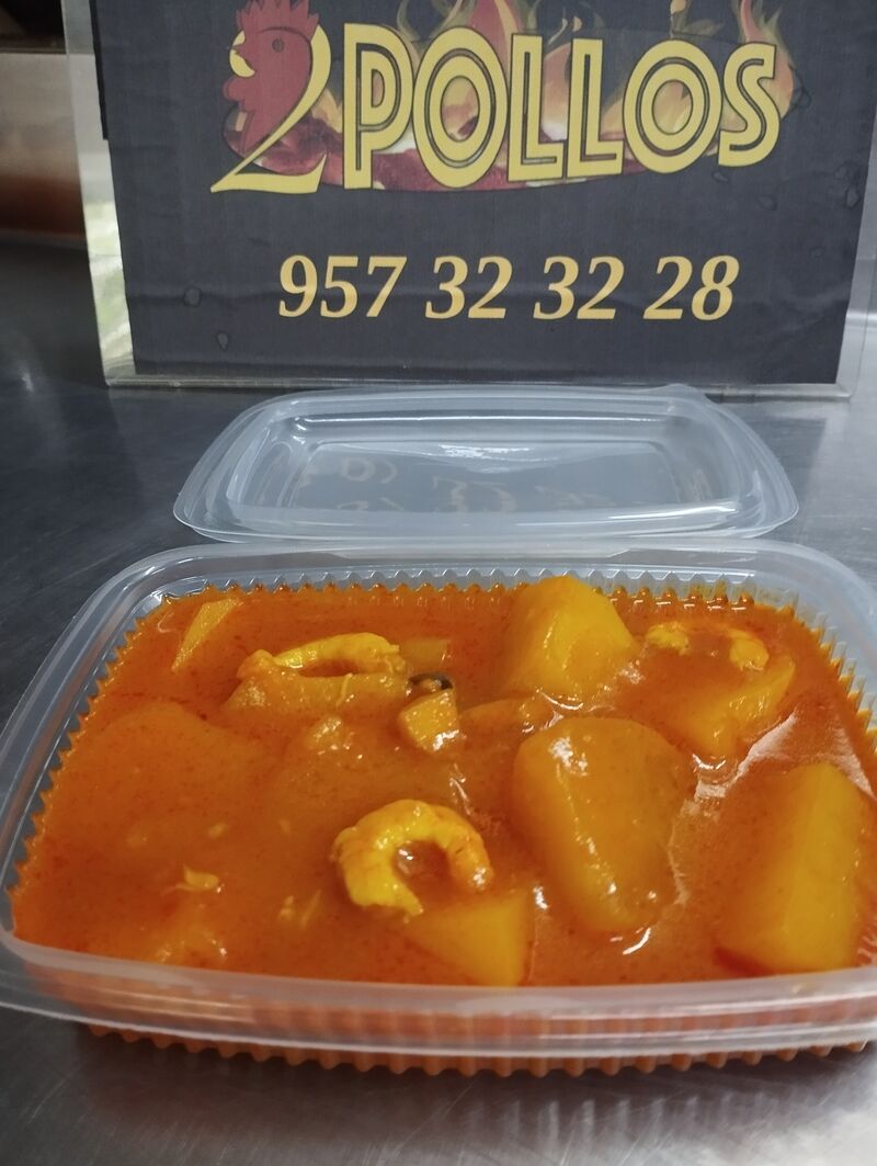 Papas con choco y gambas 