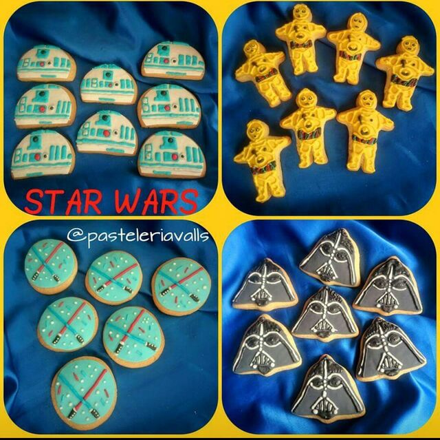 Galletas de Vainilla y Fondant.
Ideales para Cumpleaños y Fiestas.
¿Eres Fan de Star Wars? Estas son las tuyas.
