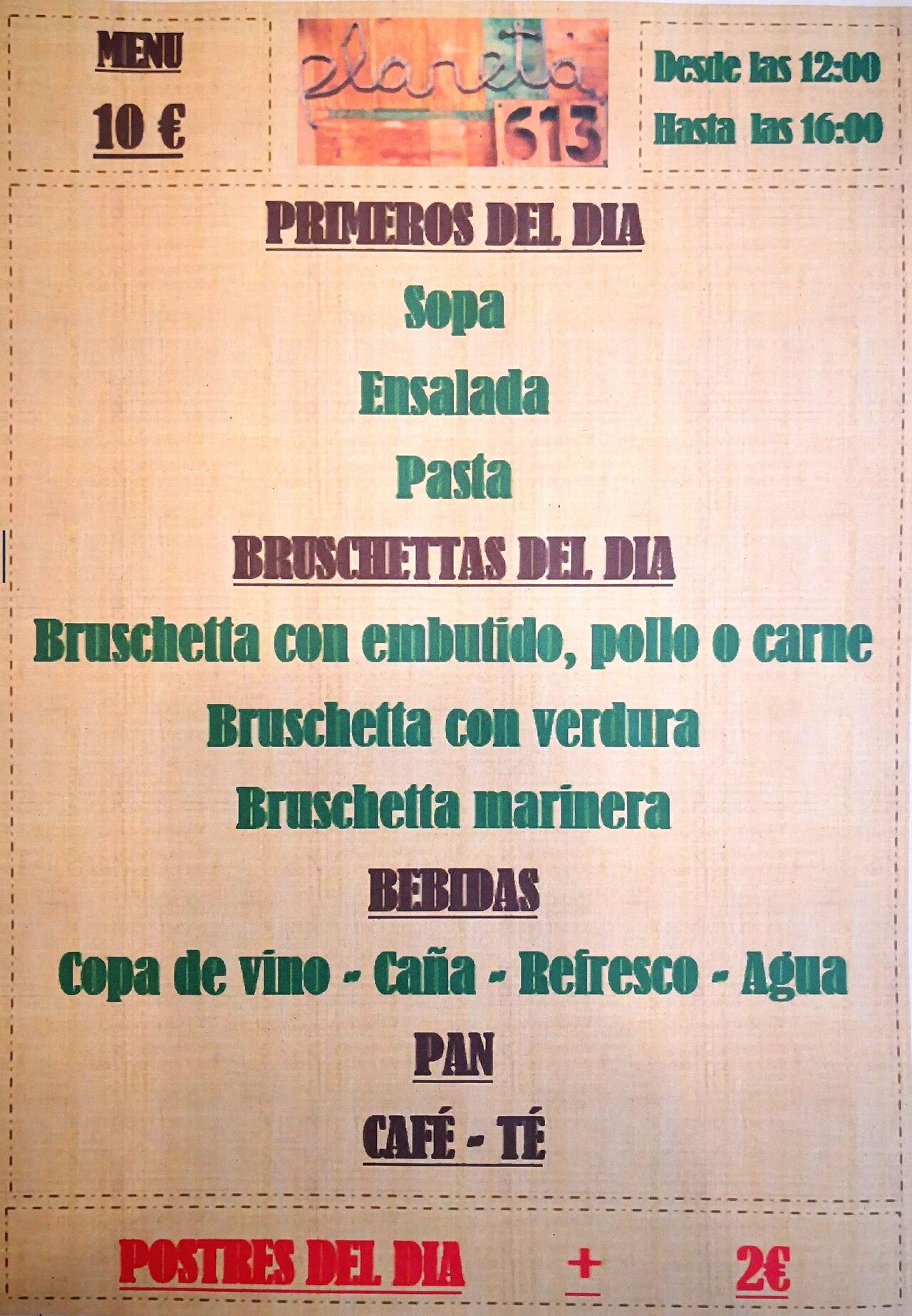 MENU DEL DIA