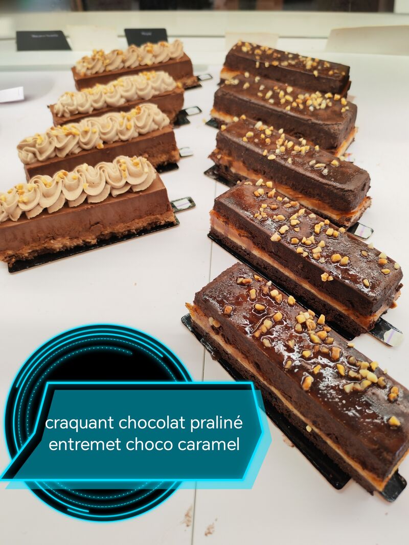 craquant chocolat praliné/ entremet chocolat caramel