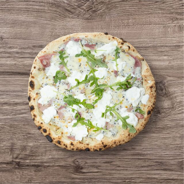 Fascinosa ▪ 16€ : fior di latte, champignons, jambon, huile de truffe, burrata, roquette