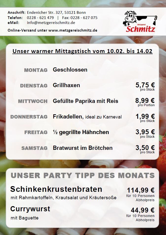 Unser Mittagstisch für diese Woche: