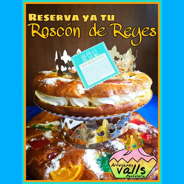 Roscón de Reyes.
Realizados artesanalmente en nuestro obrador.
con nata, trufa, cabello, crema, chocolate...