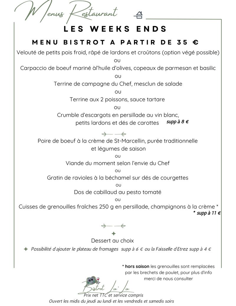 MENU SOIRS ET WEEK END