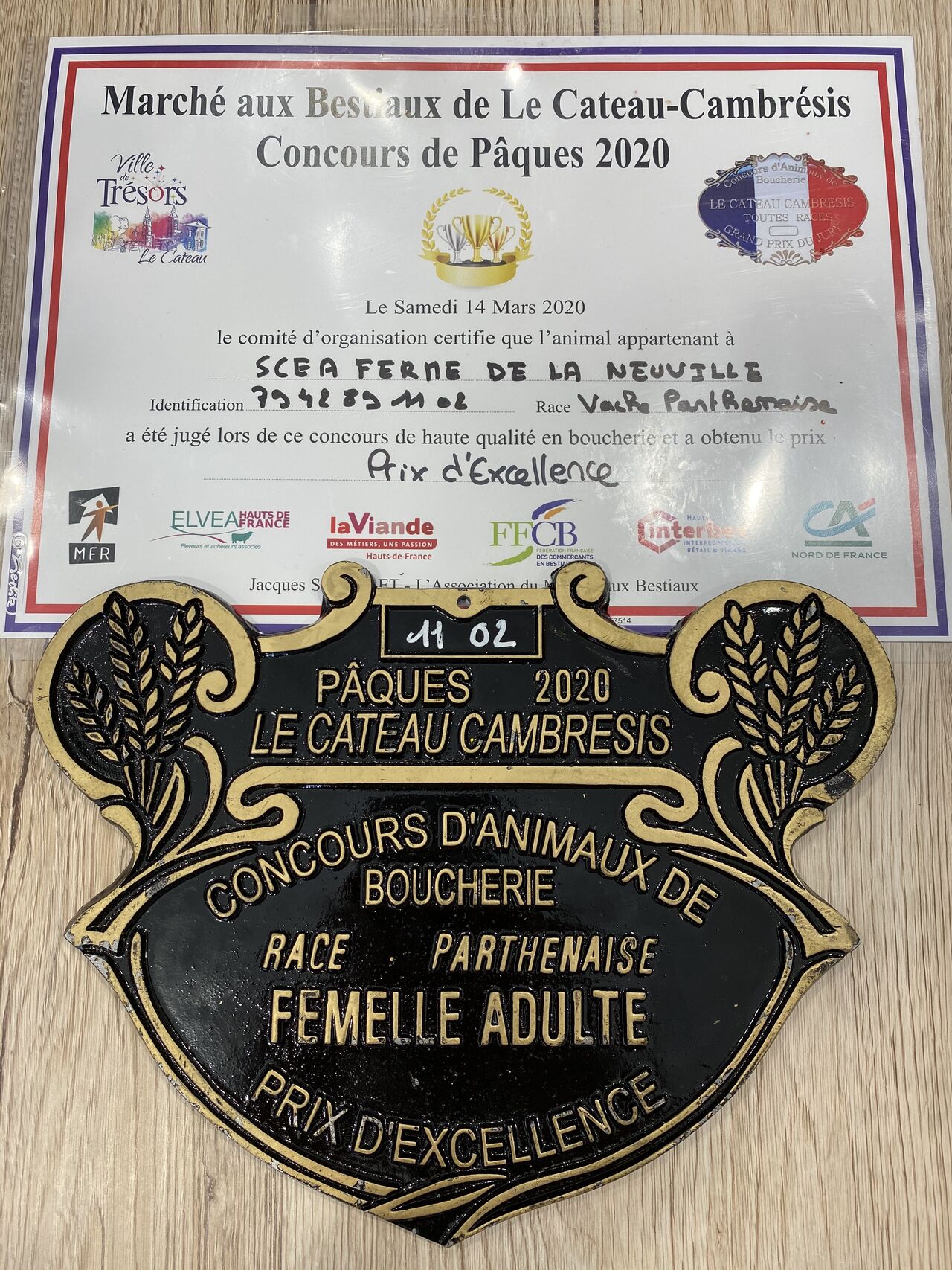 Différents prix et plaques de concours