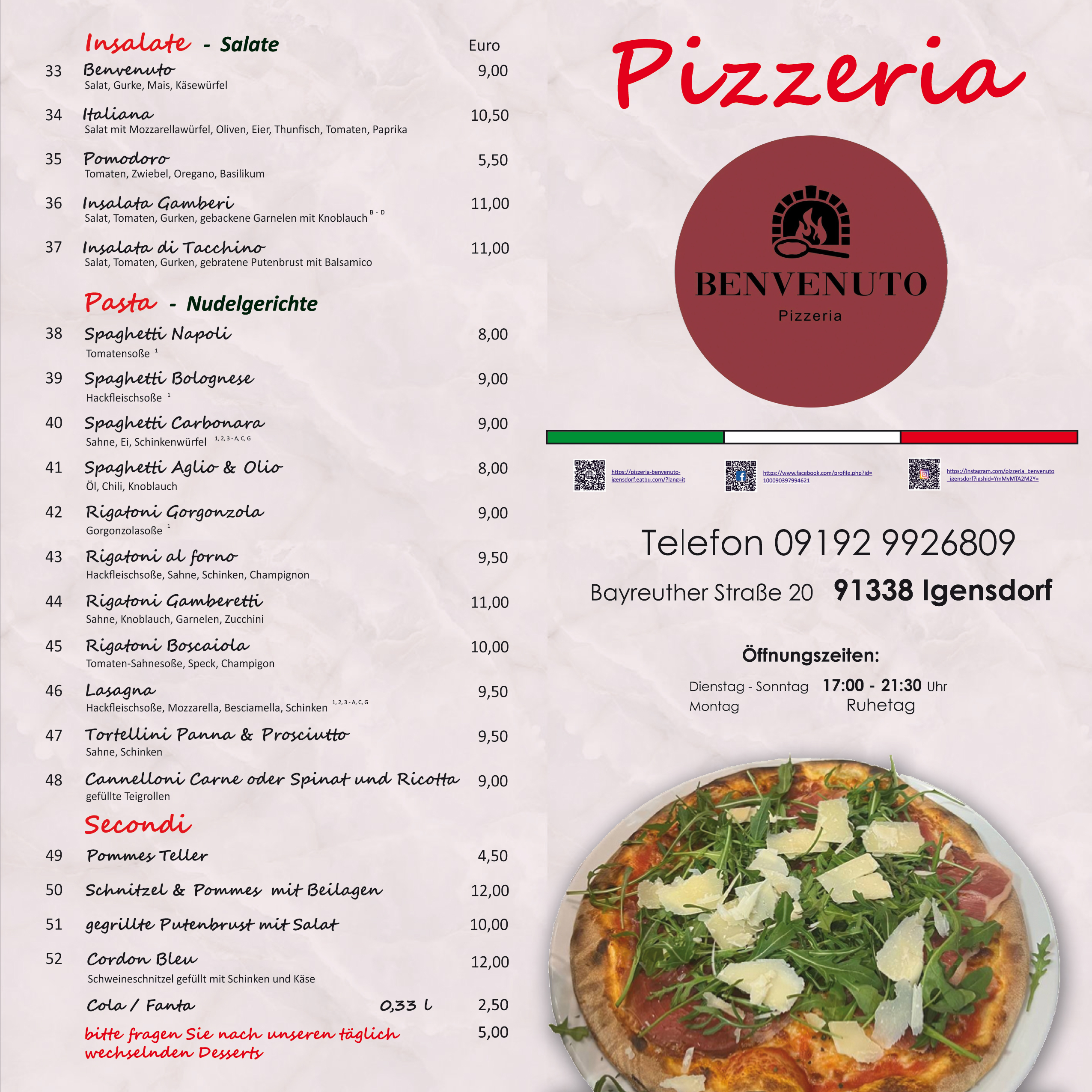 Pizzeria Benvenuto - Igensdorf | Italian cuisine near me | Book now