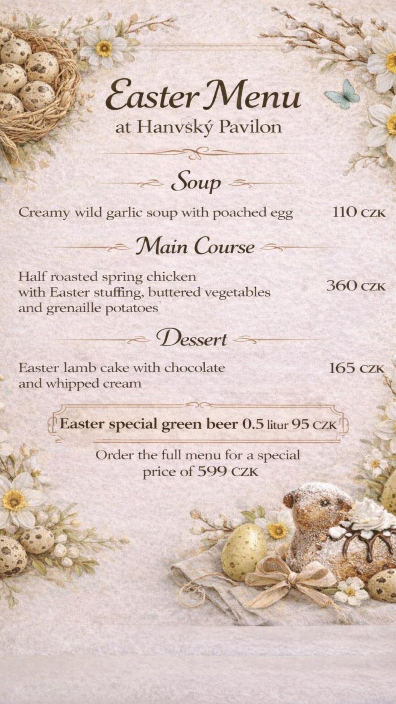 Easter menu in Hanavsky pavilon