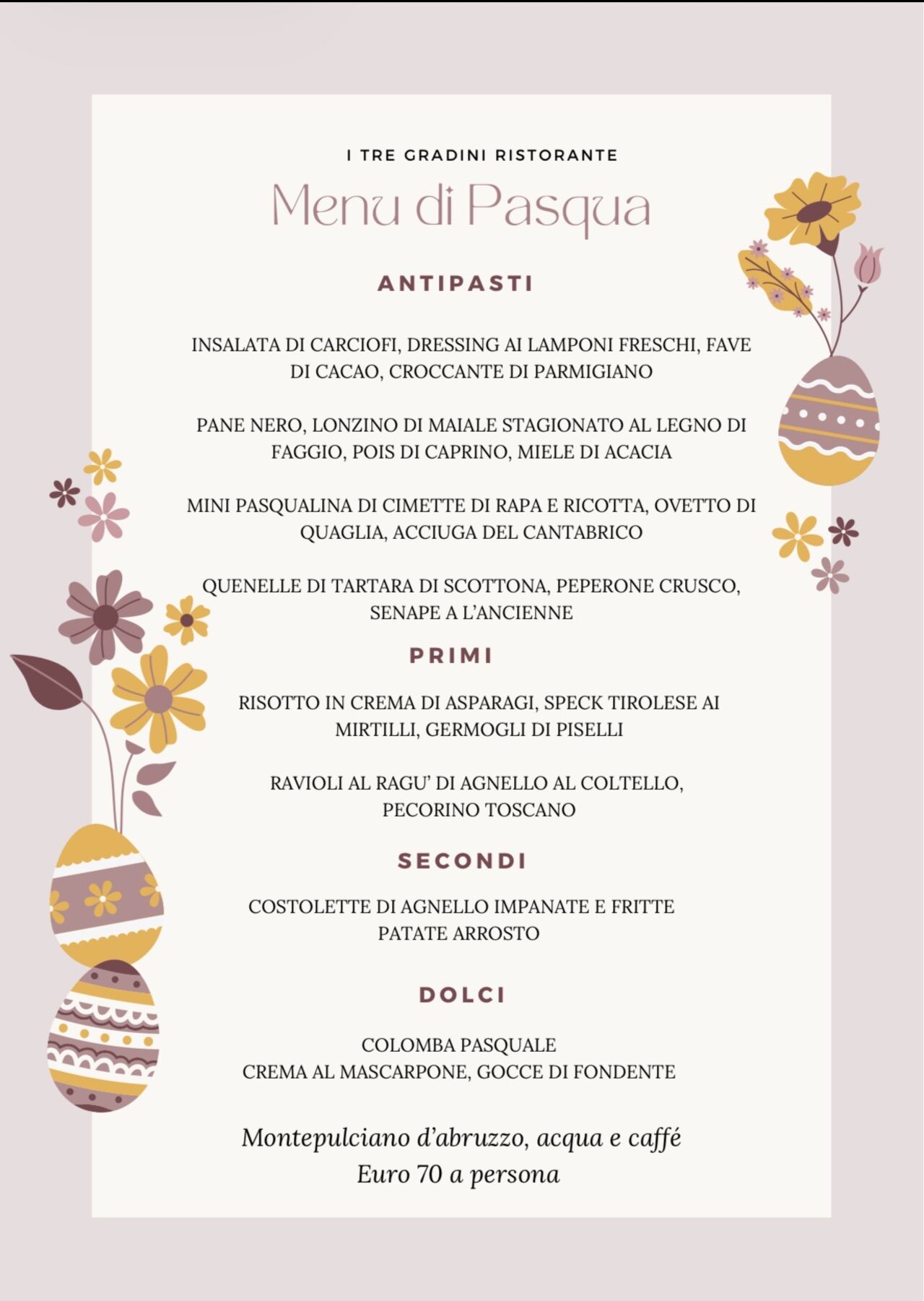 Pranzo di Pasqua 2026