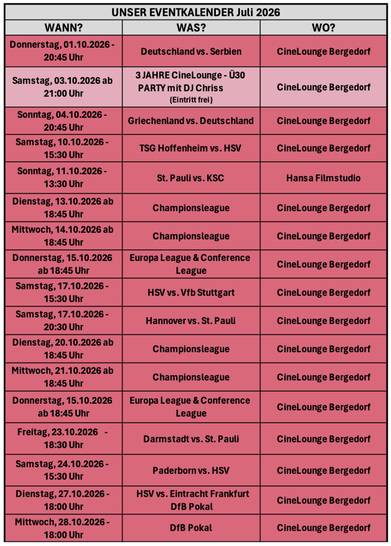 Unsere Events im Oktober 2026