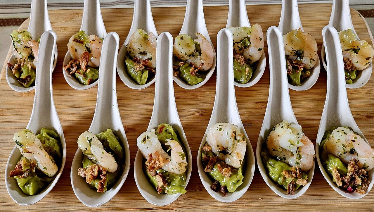 Cuillère de Guacamole, Crevette Snacké