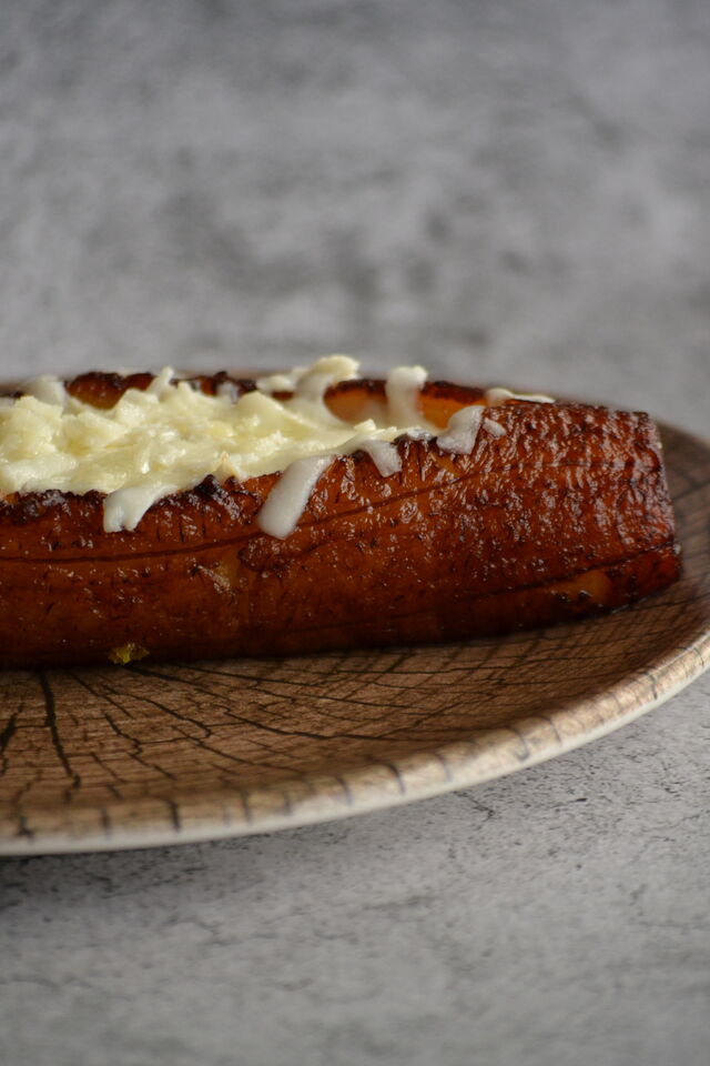 Plátano macho maduro con queso 