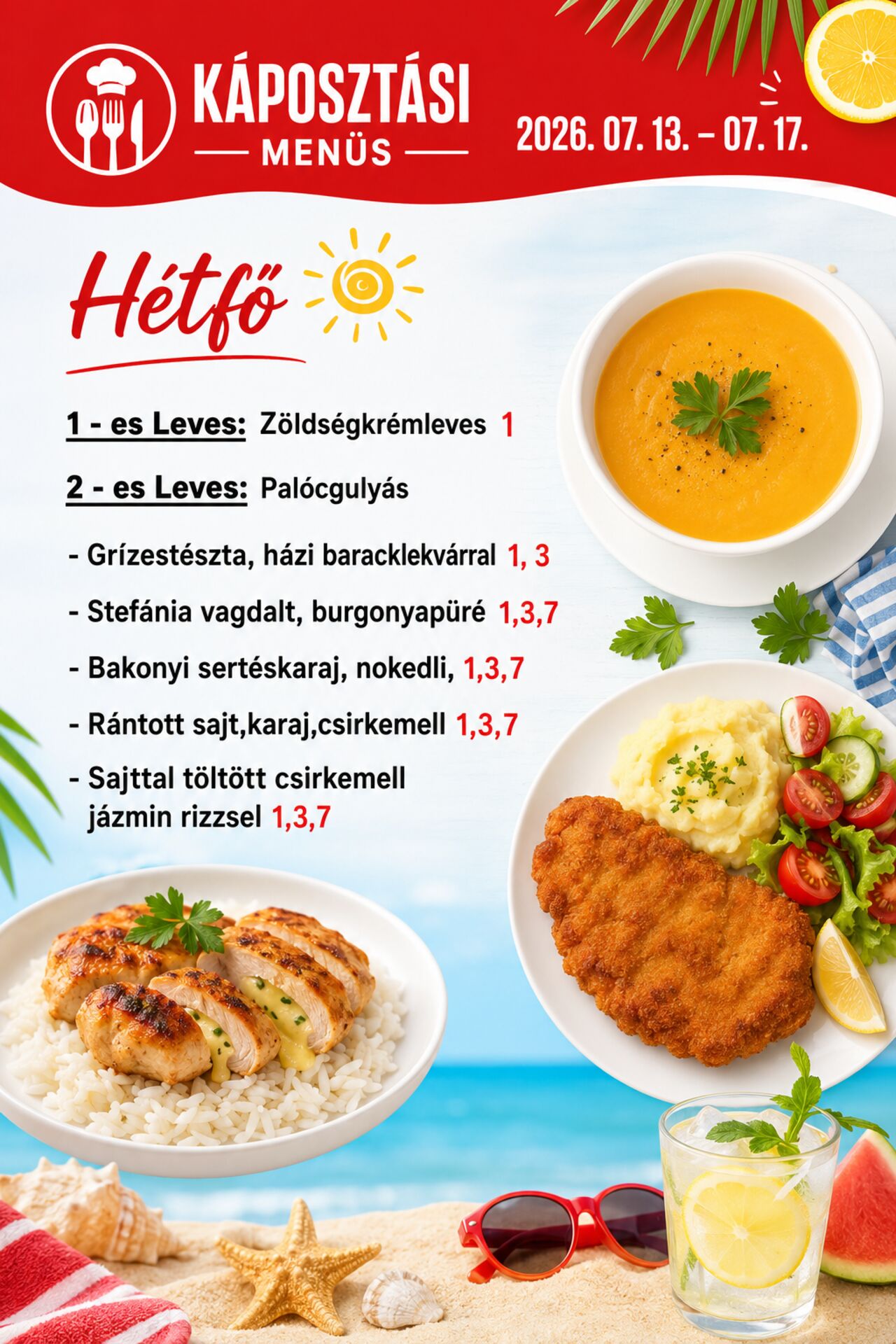 Menü- Hétfő