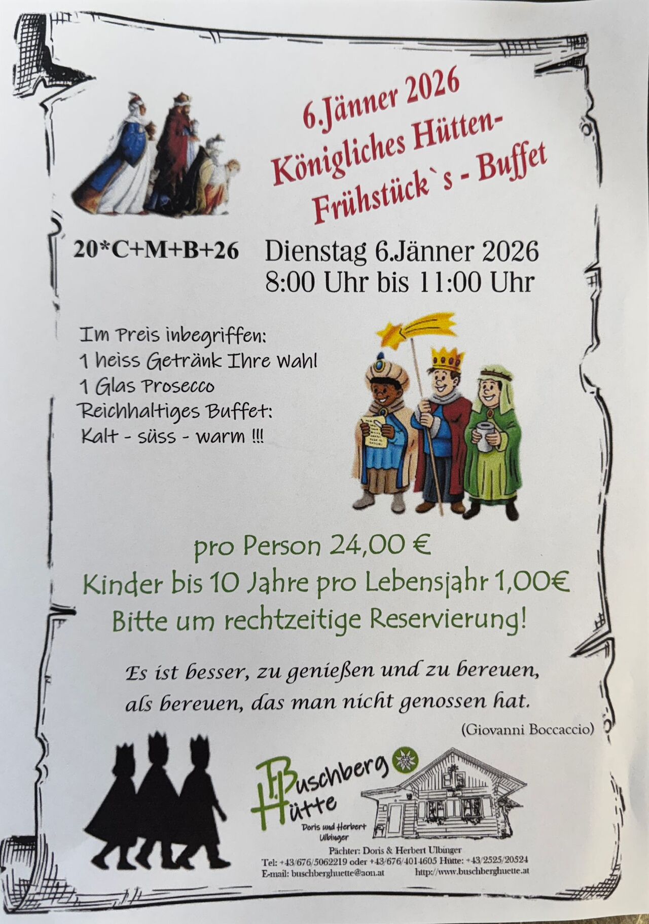 KÖNIGLICHES FRÜHSTÜCKS BUFFET 2026