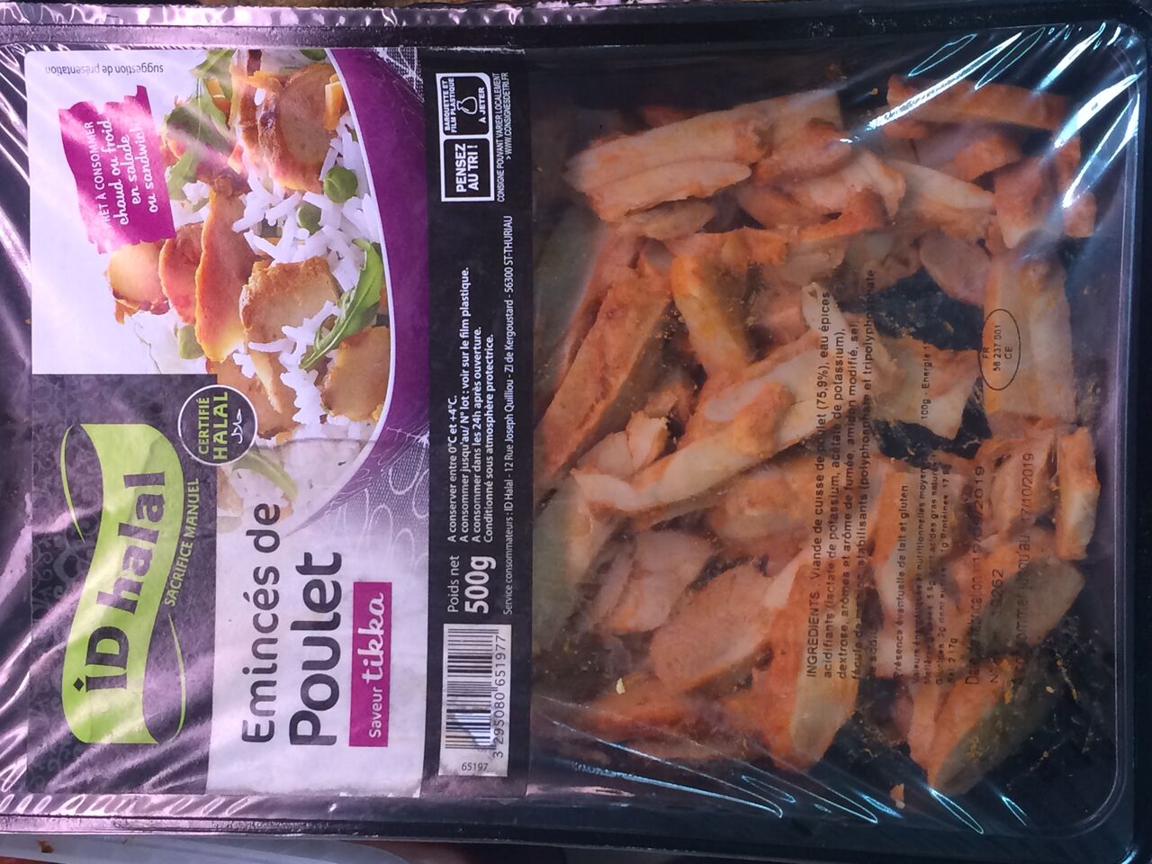 Tikka(kebab). 6,95€ la barquette de 500 gr