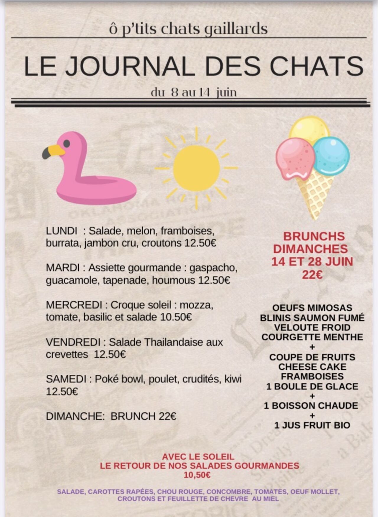 Menu du 8 au 14 juin