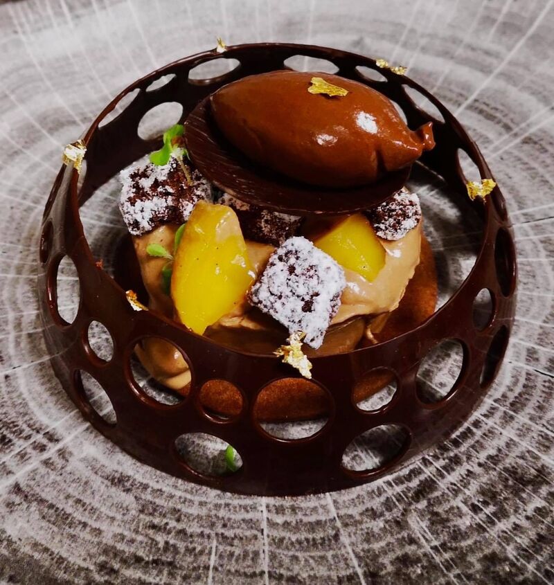 Texture de chocolat et mangue Kent