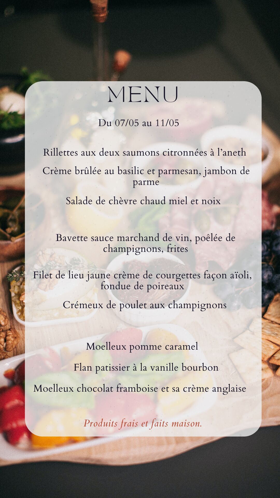 Menu du 07/05 au 11/05