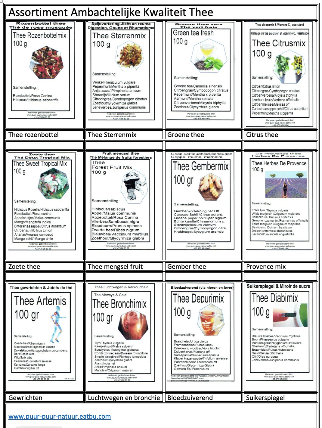 Assortiment Ambachtelijke Kwaliteit Thee ( deel 1)