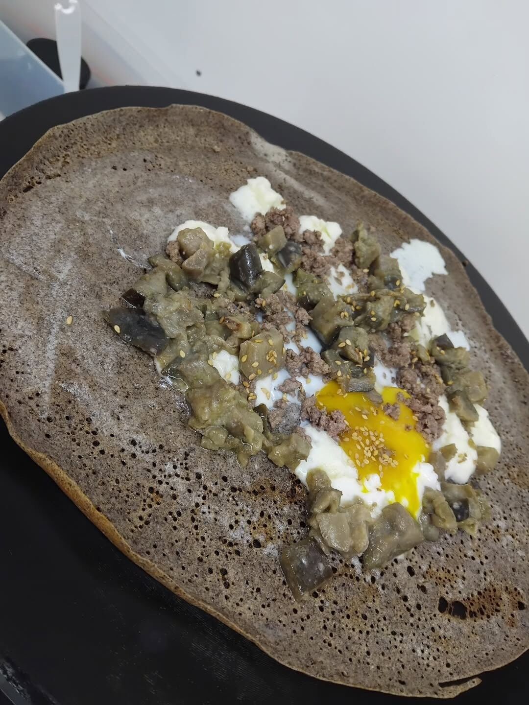 galette aubergine oeuf pois chiche