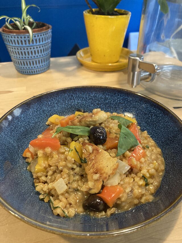Risotto de petit épeautre, olives taggiasche