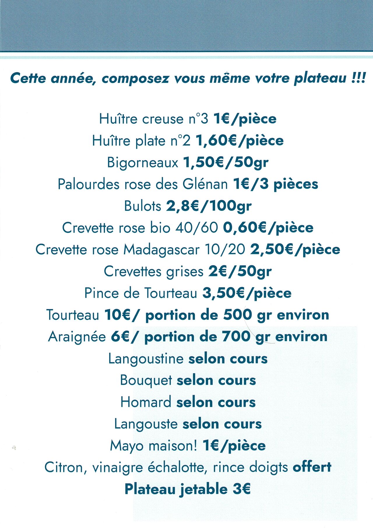 Menu fêtes 2025