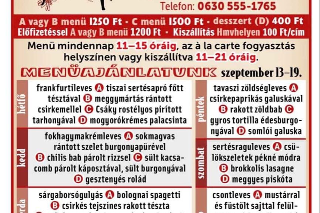 Próbálja ki, napi menünket!