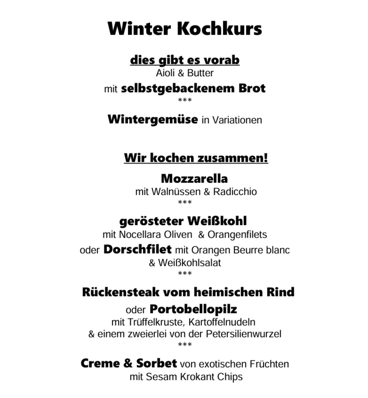 Winter Kochkurs