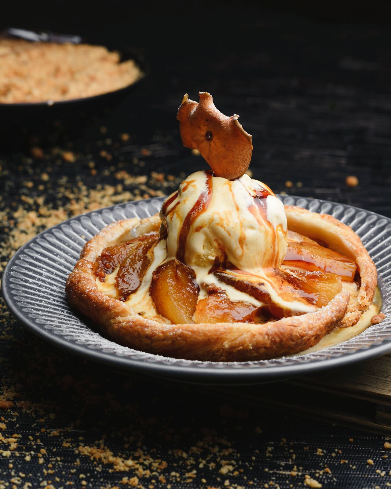 Tarta Tatin con helado de vainilla