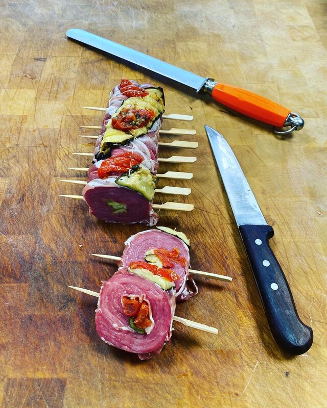 Roulade de boeuf estivale aux légumes grillés 