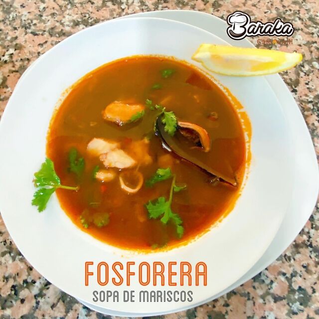 Fosforera, sopa de mariscos con receta venezolana. Un plato especial fuera de carta.
