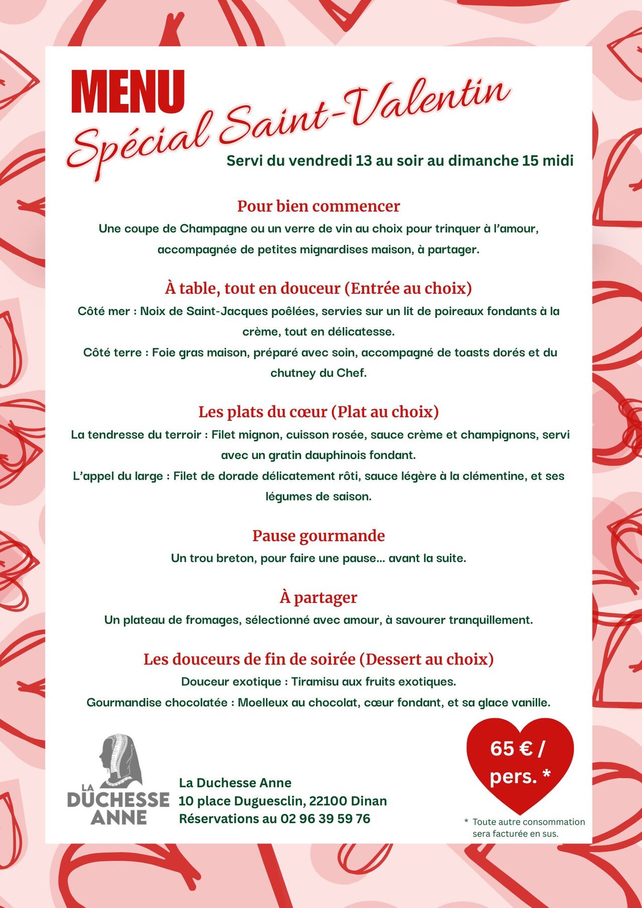 Menu Spécial Saint-Valentin 2026