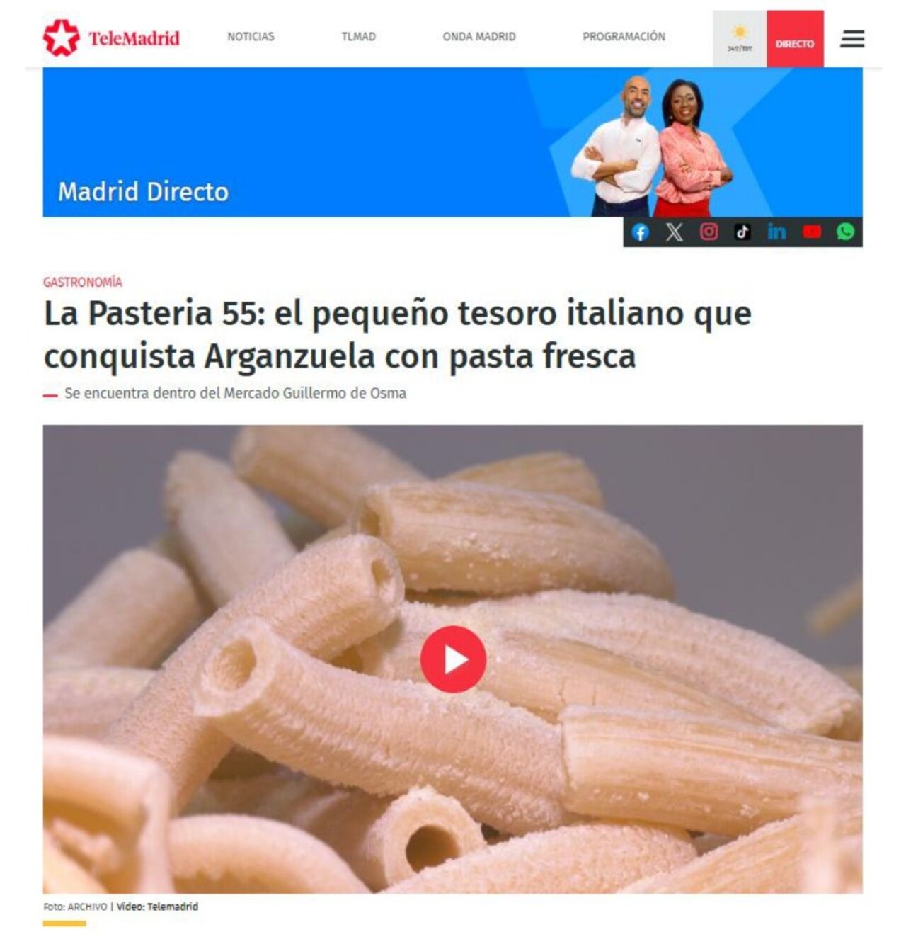 Madrid Directo en TeleMadrid habla de nosotros